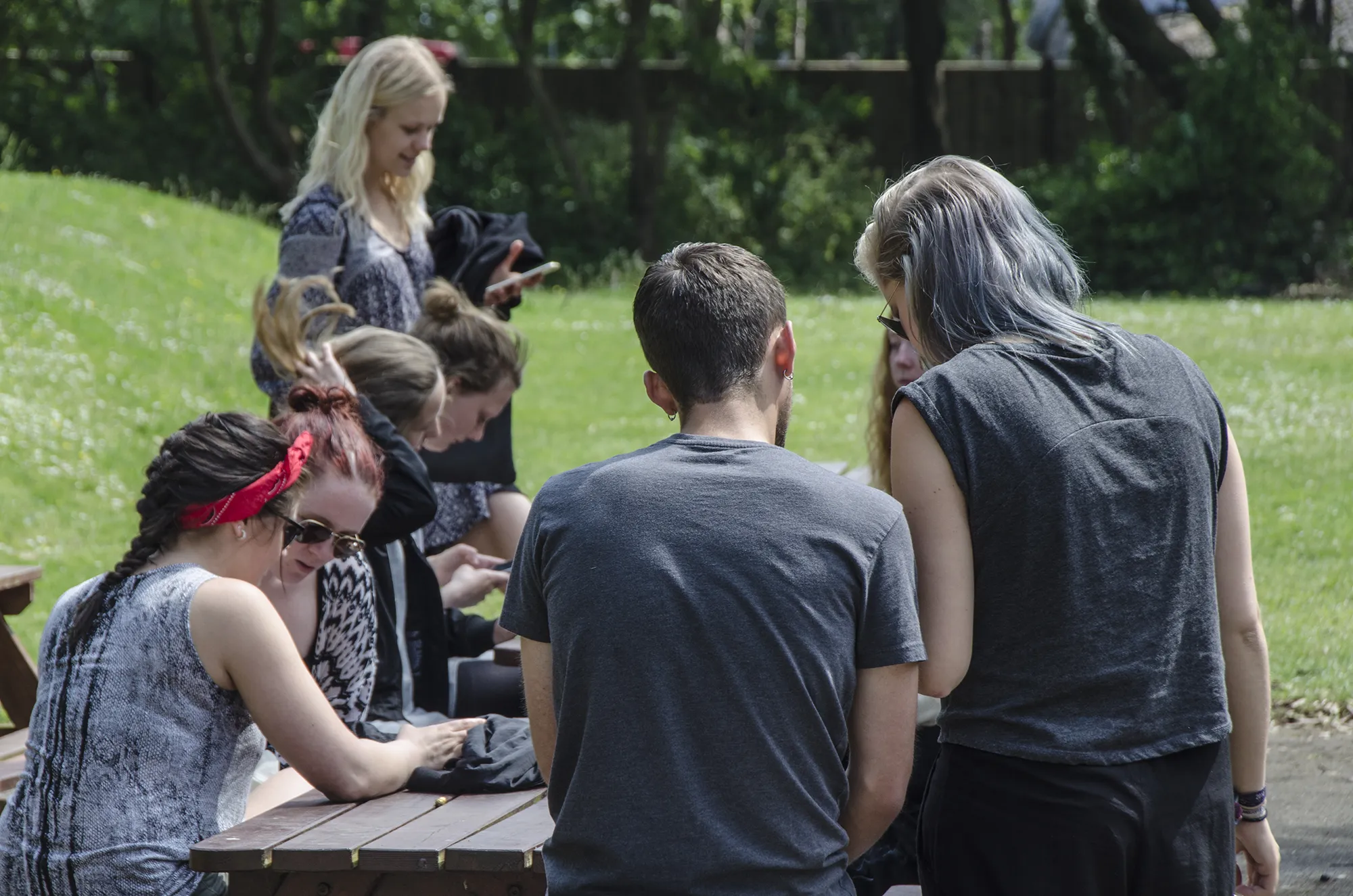 Students relaxing in the Loxdale garden