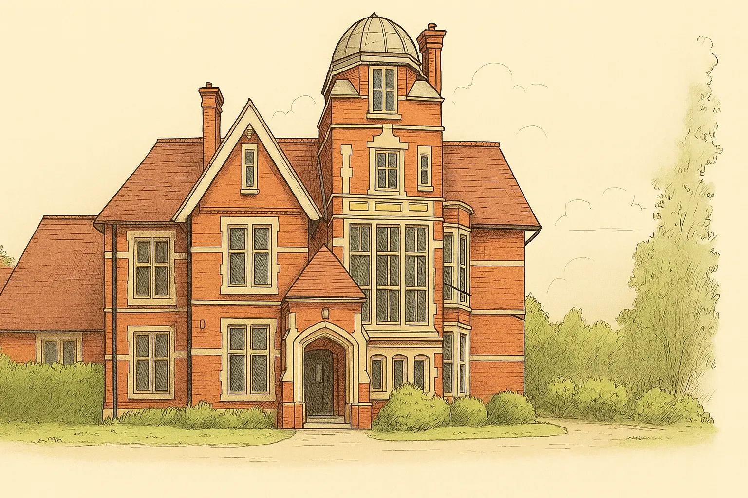Loxdale English Centre Victorian building illustration