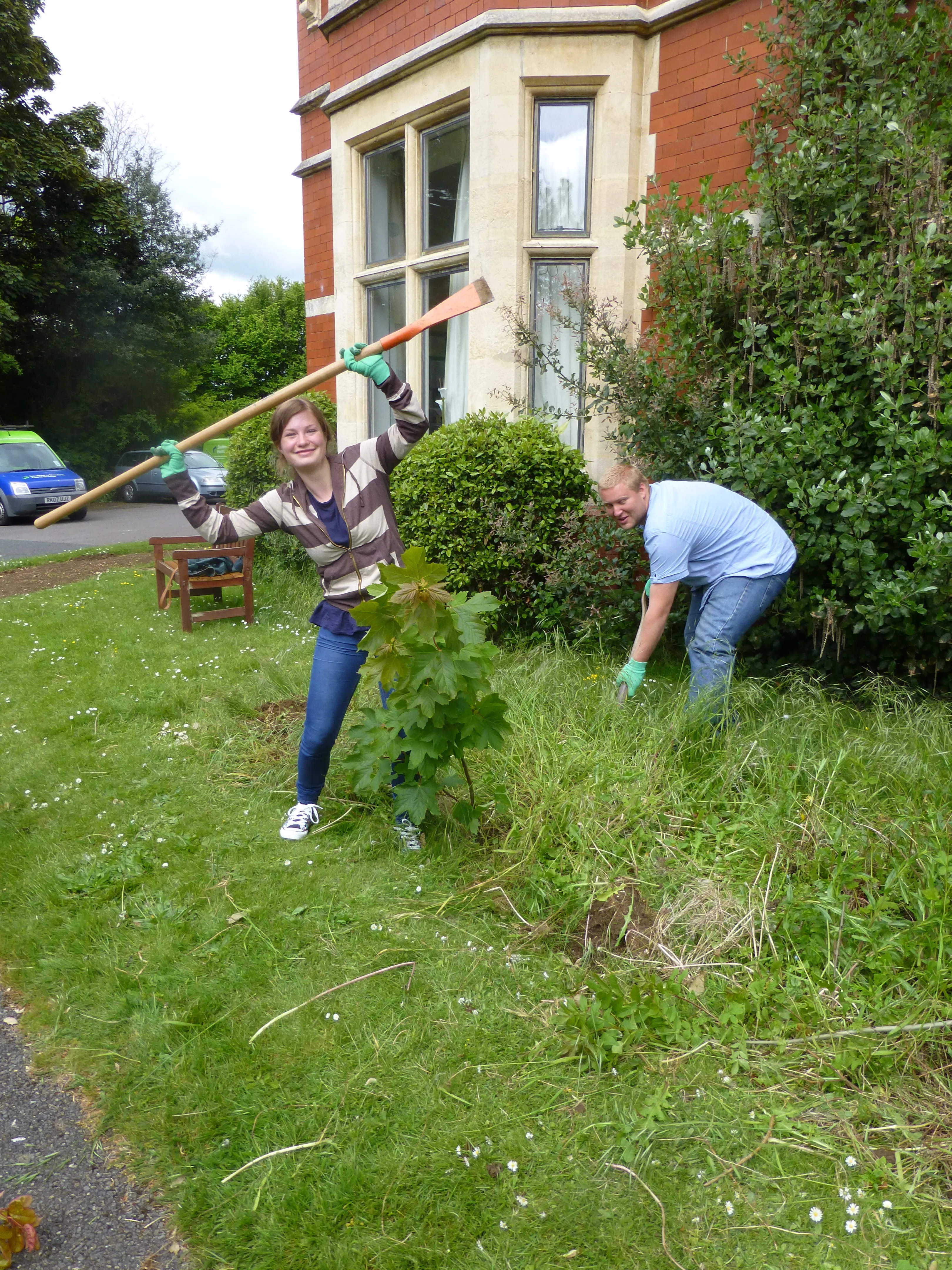 Students gardening during the English with Health and Wellbeing course at Loxdale Brighton