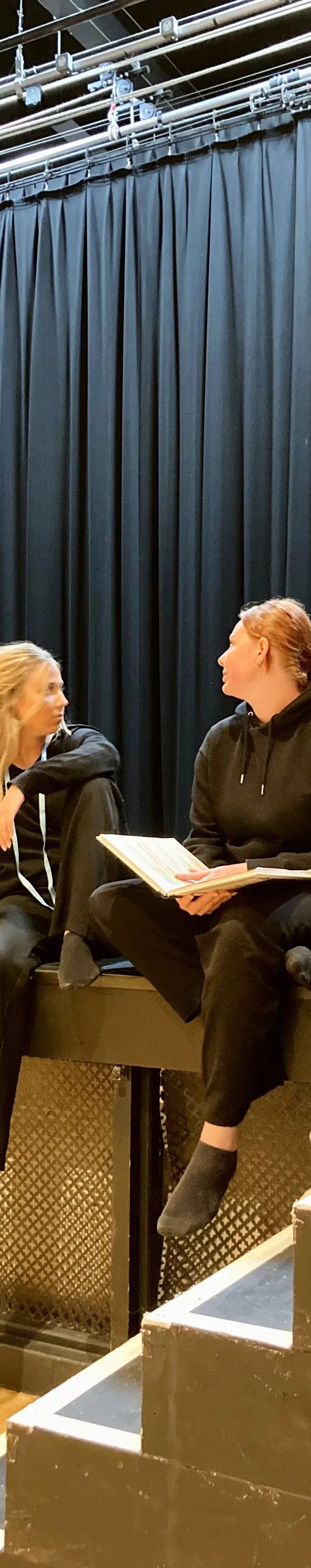 Students rehearsing theater performance at Loxdale English Centre Brighton, practicing language skills